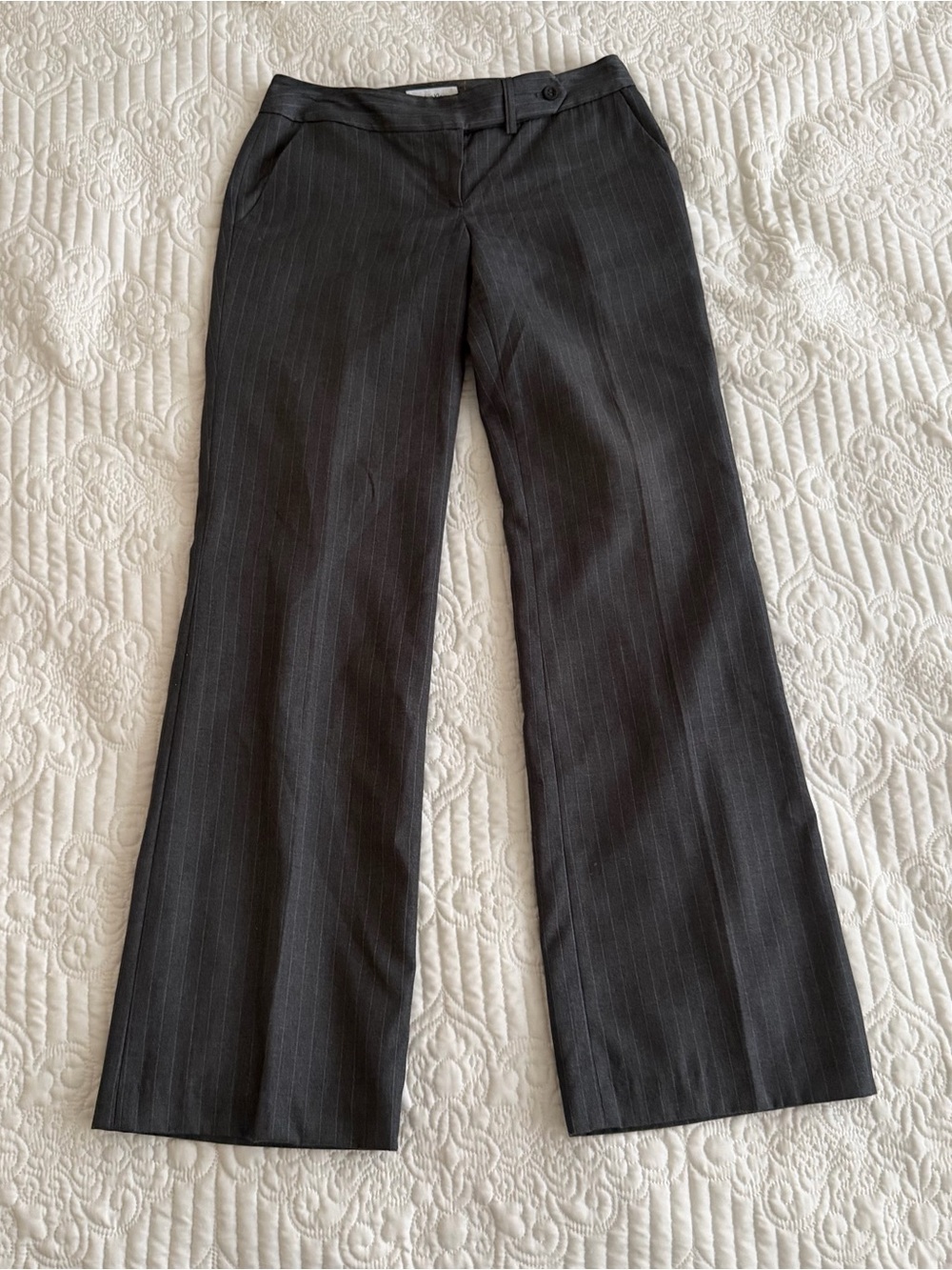Calvin Klein Charcoal Grey Pinstripe Wide Leg Dress Pants Size 2
